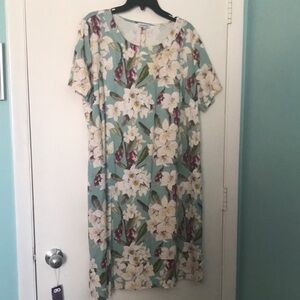 Han Young floral linen blend dress XL extra large